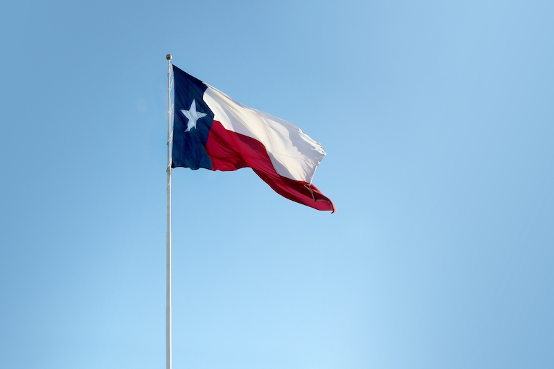 Texas flag over Midland Texas